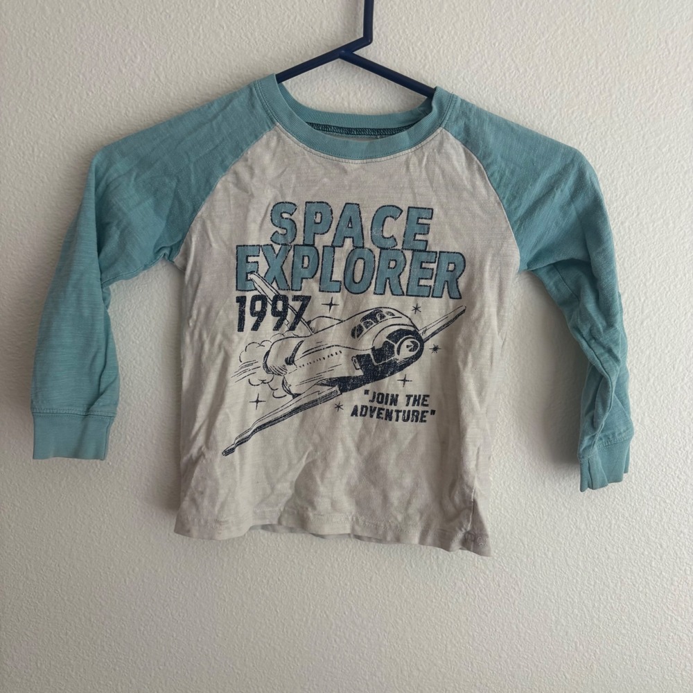 Carters Toddler Boys Space Explorer 1997 Raglan Long Sleeve Graphic Tee 4T Teal